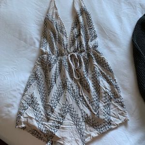 Halter embroidered romper